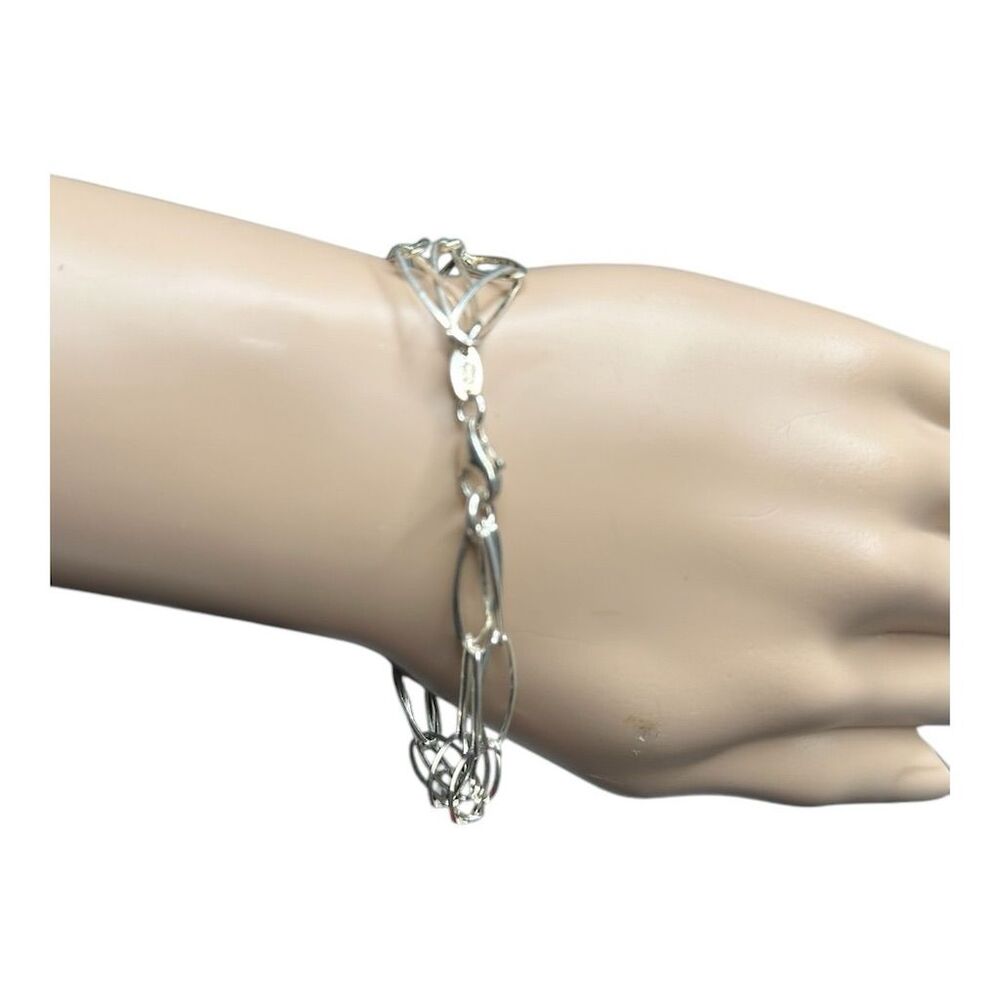 925 Italy Sterling Silver Oval Link Multi-Strand Chain Bracelet 7" 6g - Picture 4 of 11